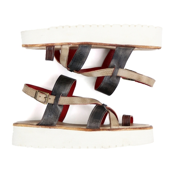 BedStu Crawler Leather Platform Sandals In Starry Night Lux Sz 11 In Box EUC - Picture 3 of 11